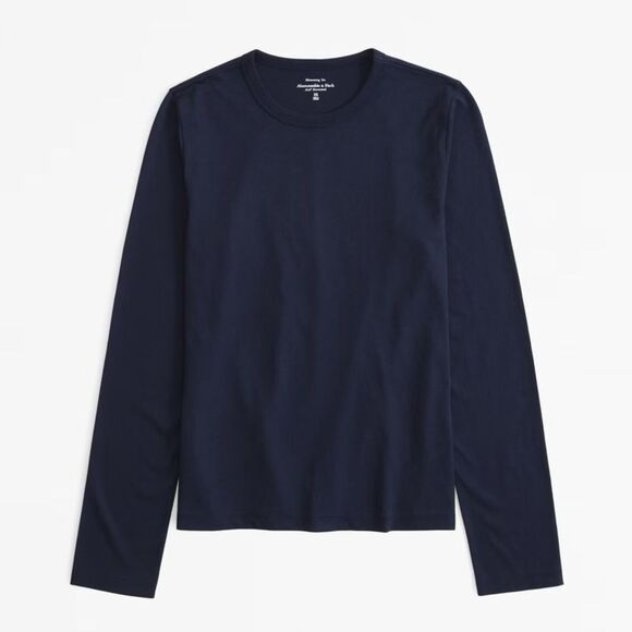 Abercrombie & Fitch Essential Long-Sleeve Polished Body-Skimming Tee - Picture 1 of 6